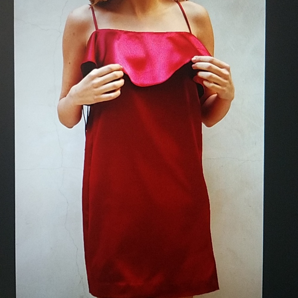 Silky ruffle detail mini dress